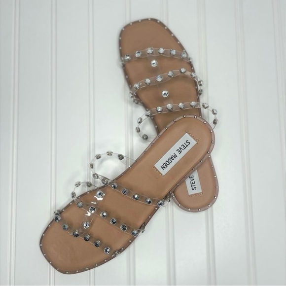 New Steve Madden Sandals Lyna Clear Rhinestone Gem - Picture 3 of 6